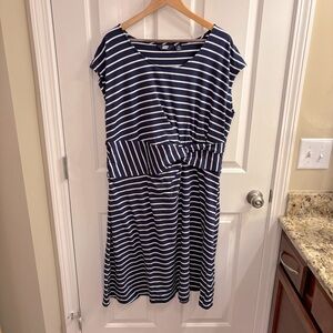 Lands' End Navy and White Midi Dress 1X NWOT